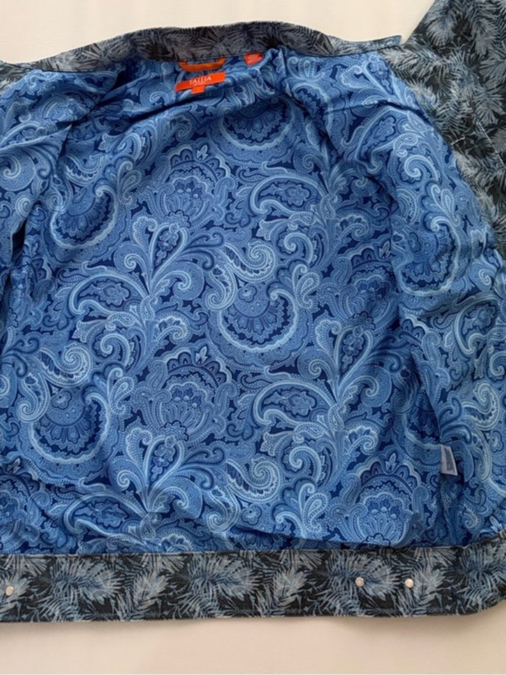 Tallia Sport Men's Blue Leaf Trucker Jacket Cotton Stretch size Large - Picture 12 of 16